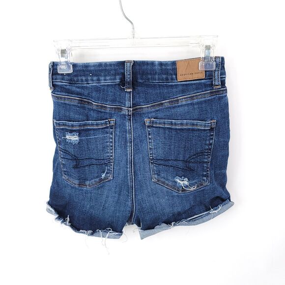 American Eagle Shorts Womens 4 Denim Curvy Next Level Stretch High Rise Shortie - Picture 2 of 9